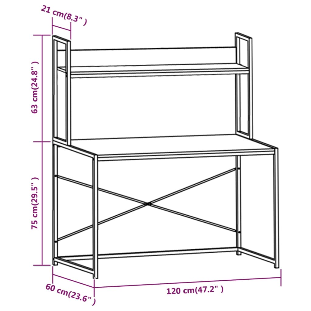 Bureau d'ordinateur 120x72x70 cm blanc