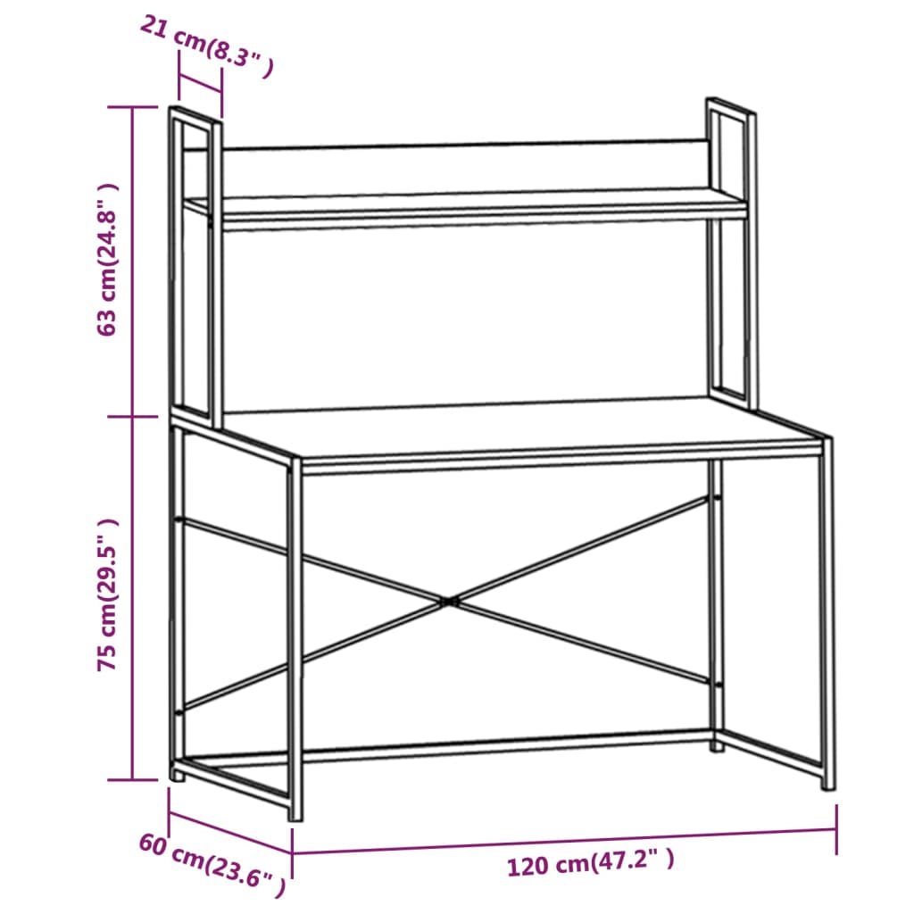 Bureau d'ordinateur 120x72x70 cm blanc