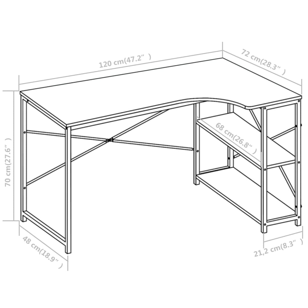 Bureau d'ordinateur 120x72x70 cm blanc