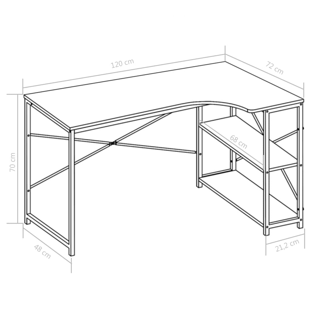 Computerbureau 120x72x70 cm wit