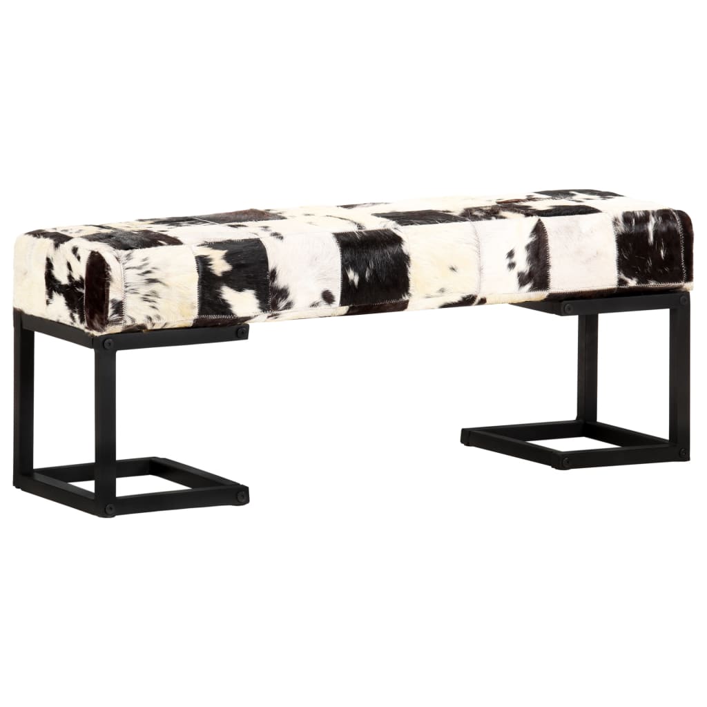 Banc Patchwork 110 cm véritable peau de chèvre noir