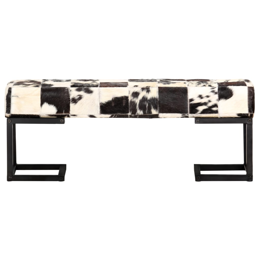 Banc Patchwork 110 cm véritable peau de chèvre noir