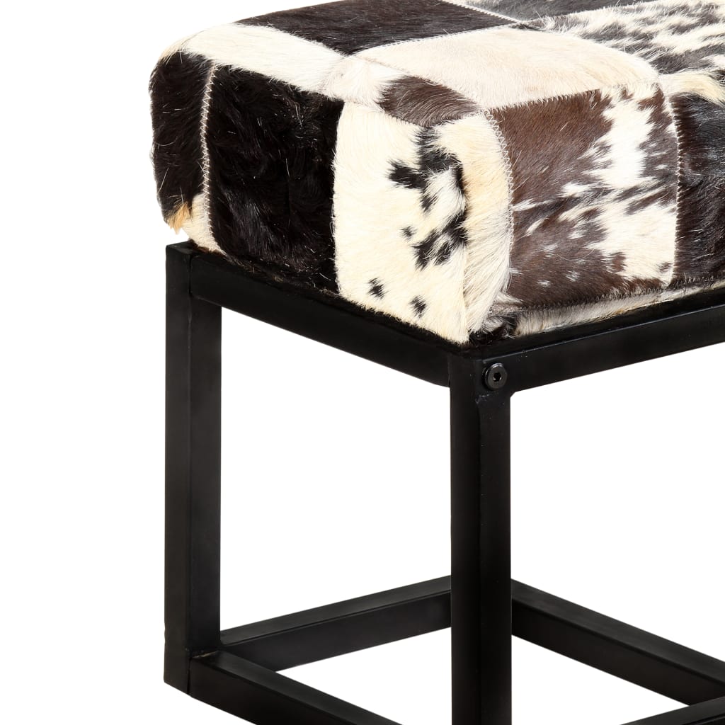 Banc Patchwork 110 cm véritable peau de chèvre noir