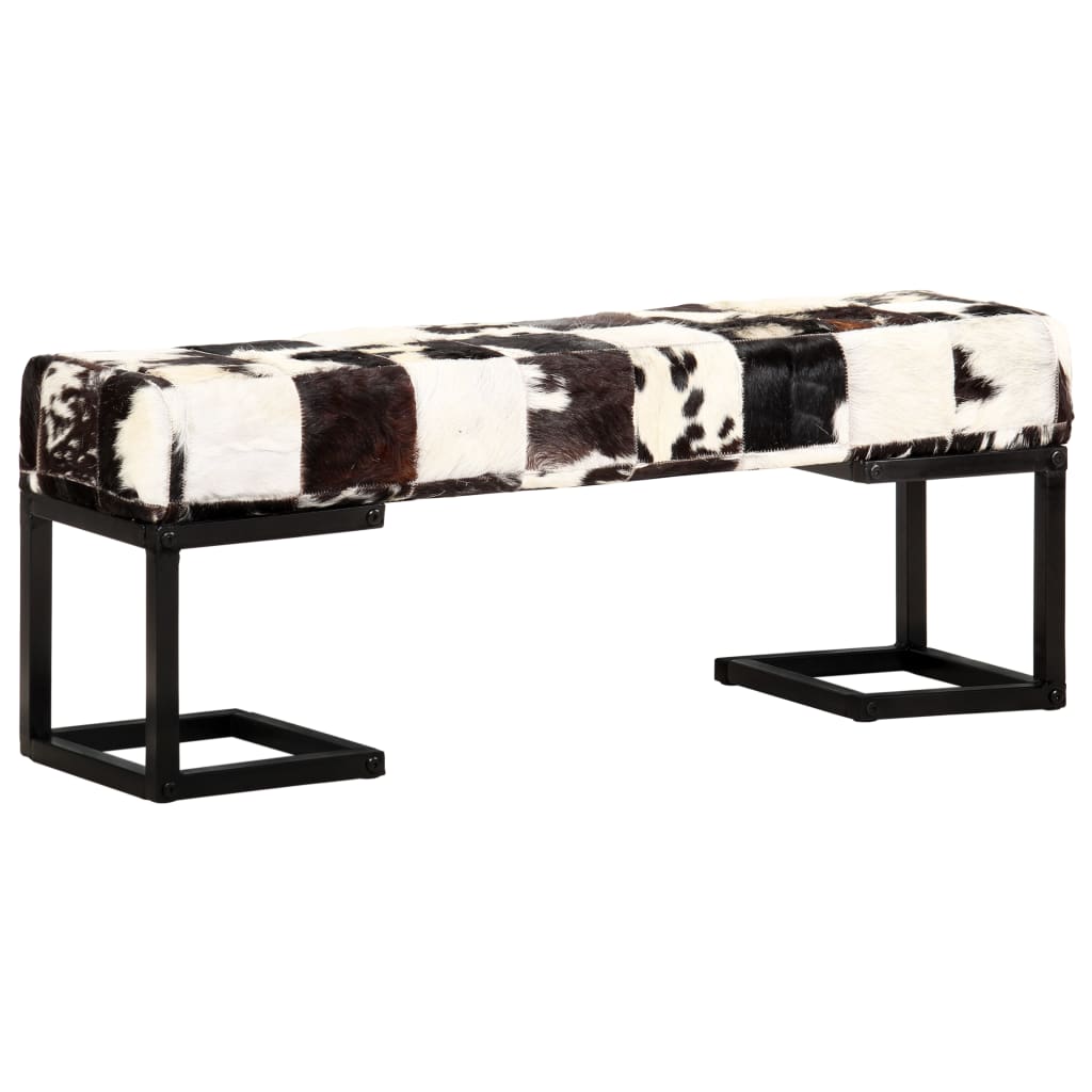 Banc Patchwork 110 cm véritable peau de chèvre noir