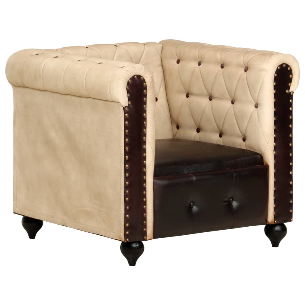 Fauteuil Chesterfield-stijl echt leer bruin