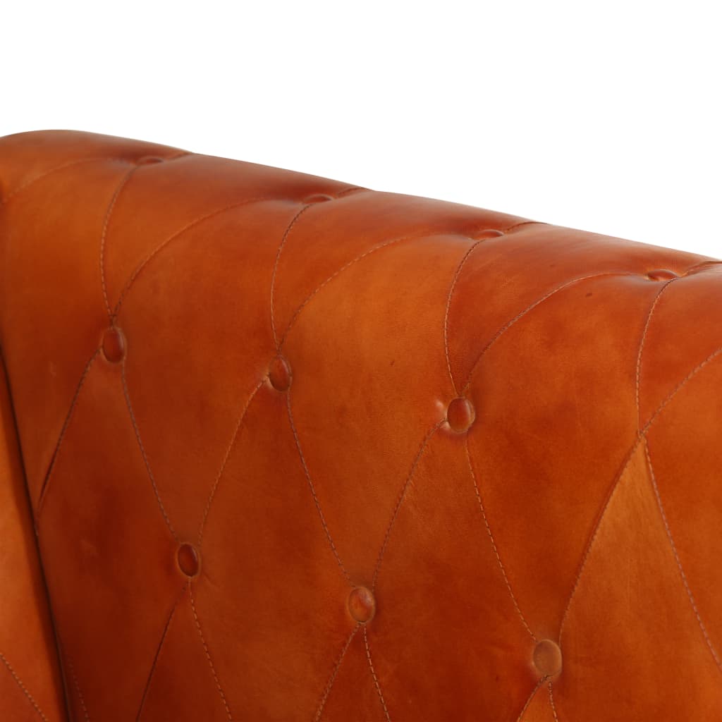 Fauteuil Chesterfield-stijl echt leer bruin