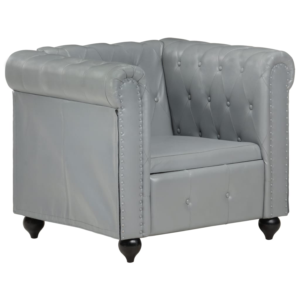 Fauteuil Chesterfield-stijl echt leer bruin