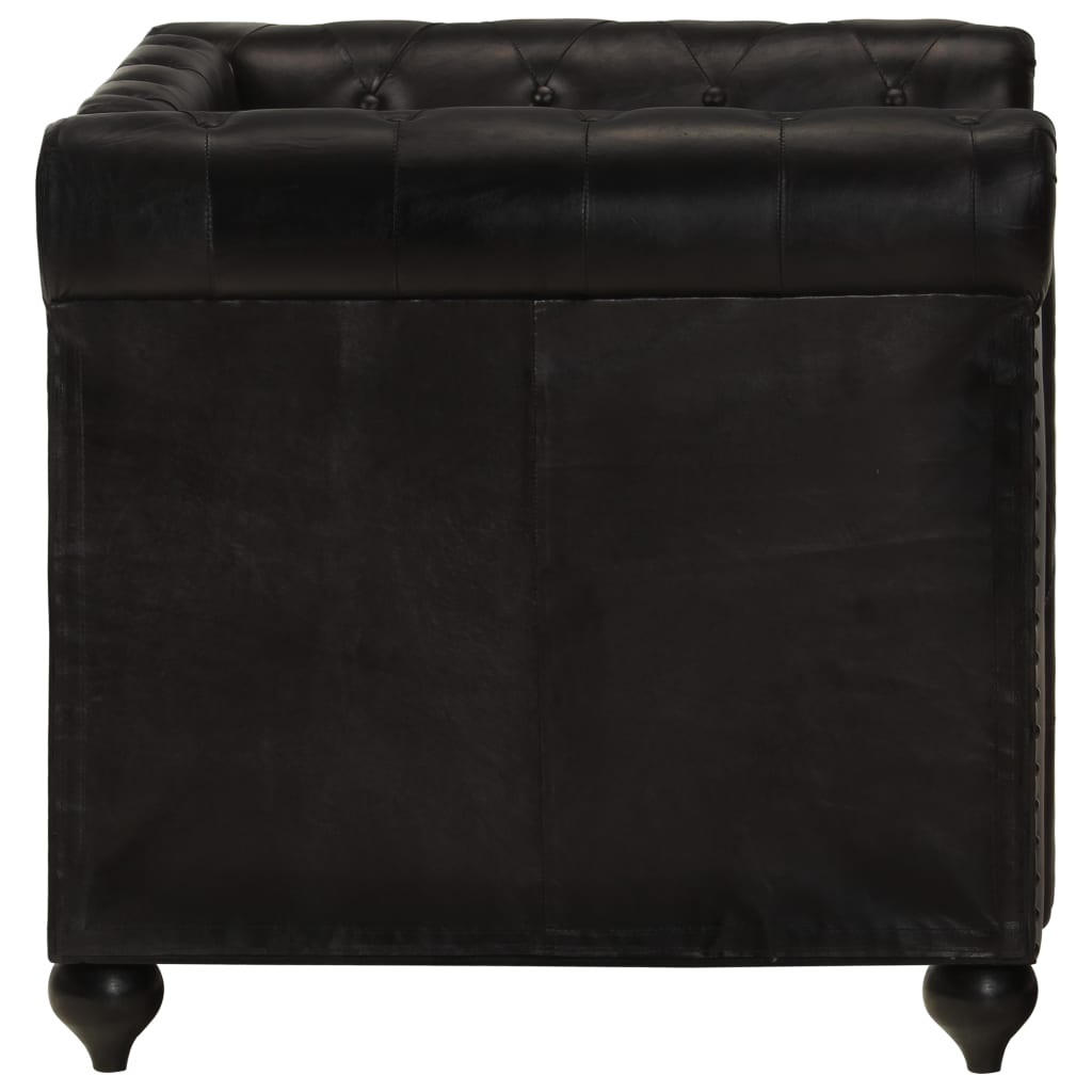 Fauteuil Chesterfield-stijl echt leer bruin