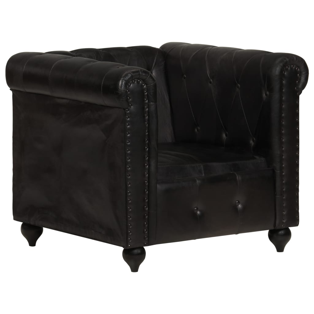 Fauteuil Chesterfield-stijl echt leer bruin