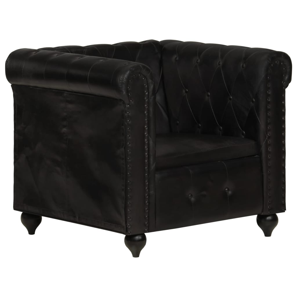 Fauteuil Chesterfield-stijl echt leer bruin