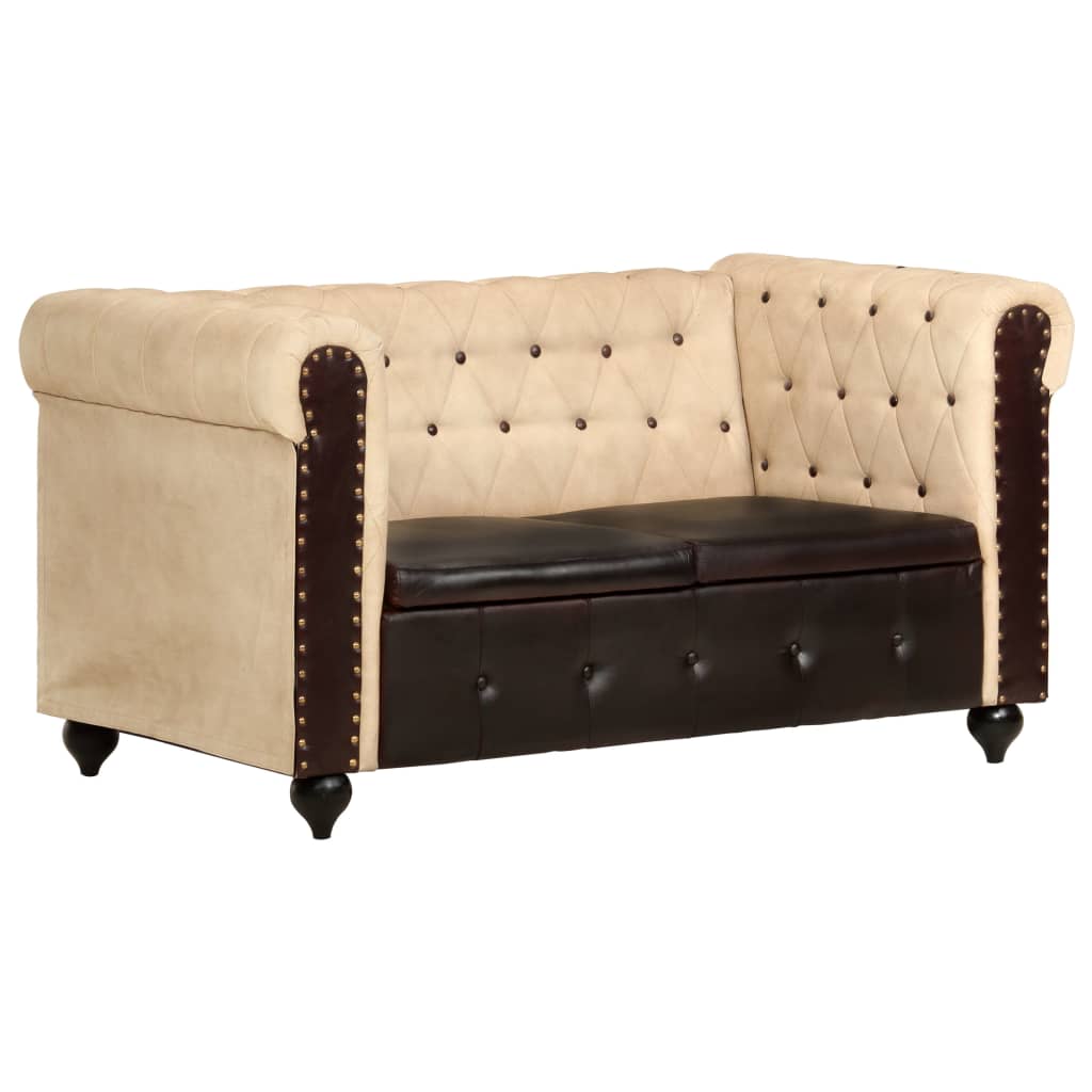 Tweezitsbank Chesterfield-stijl echt leer zwart