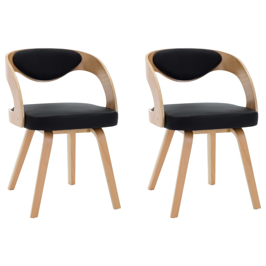 Chaises de salle à manger 2 pcs bois courbé cuir artificiel couleur crème