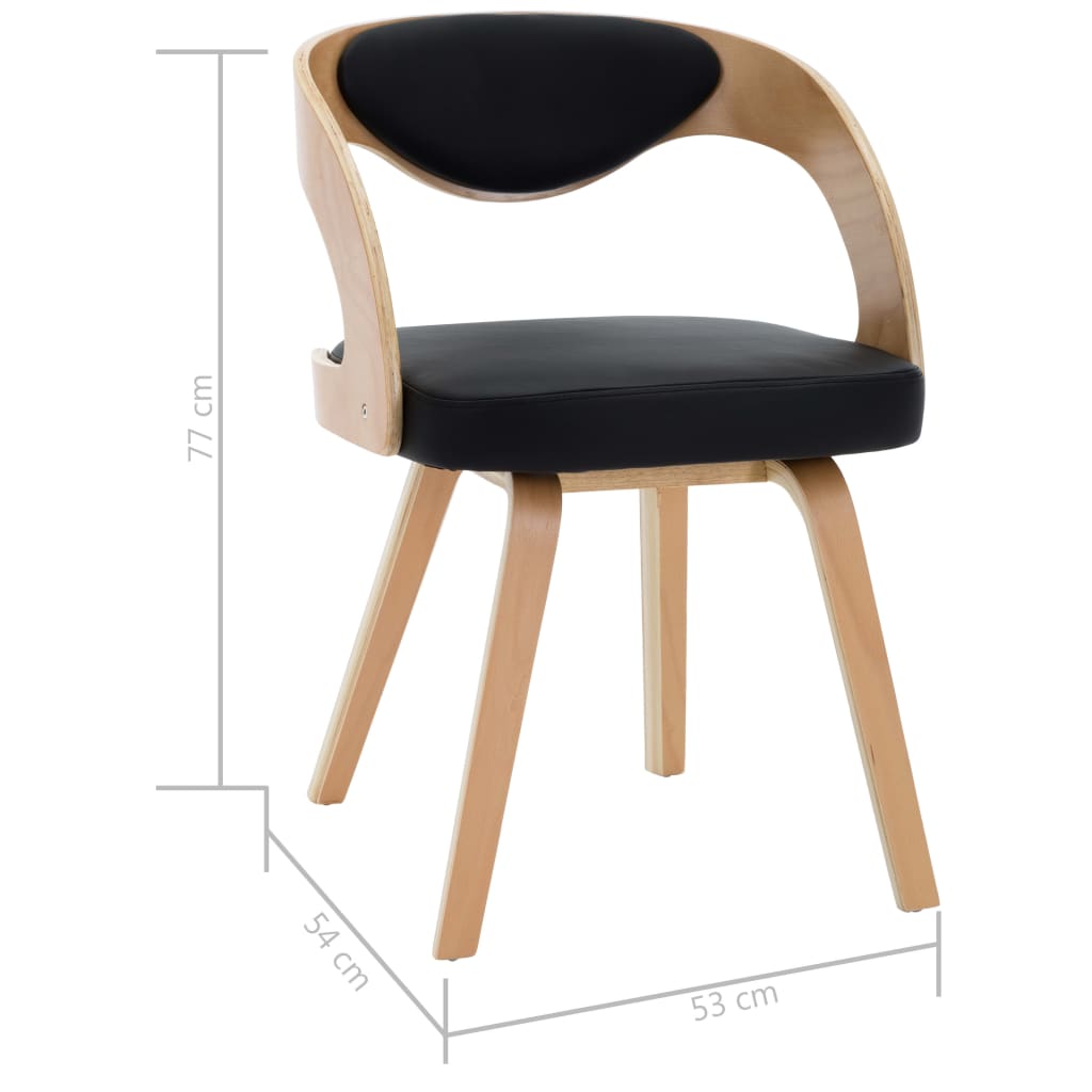 Eetkamerstoelen 2 st gebogen hout kunstleer crèmekleurig