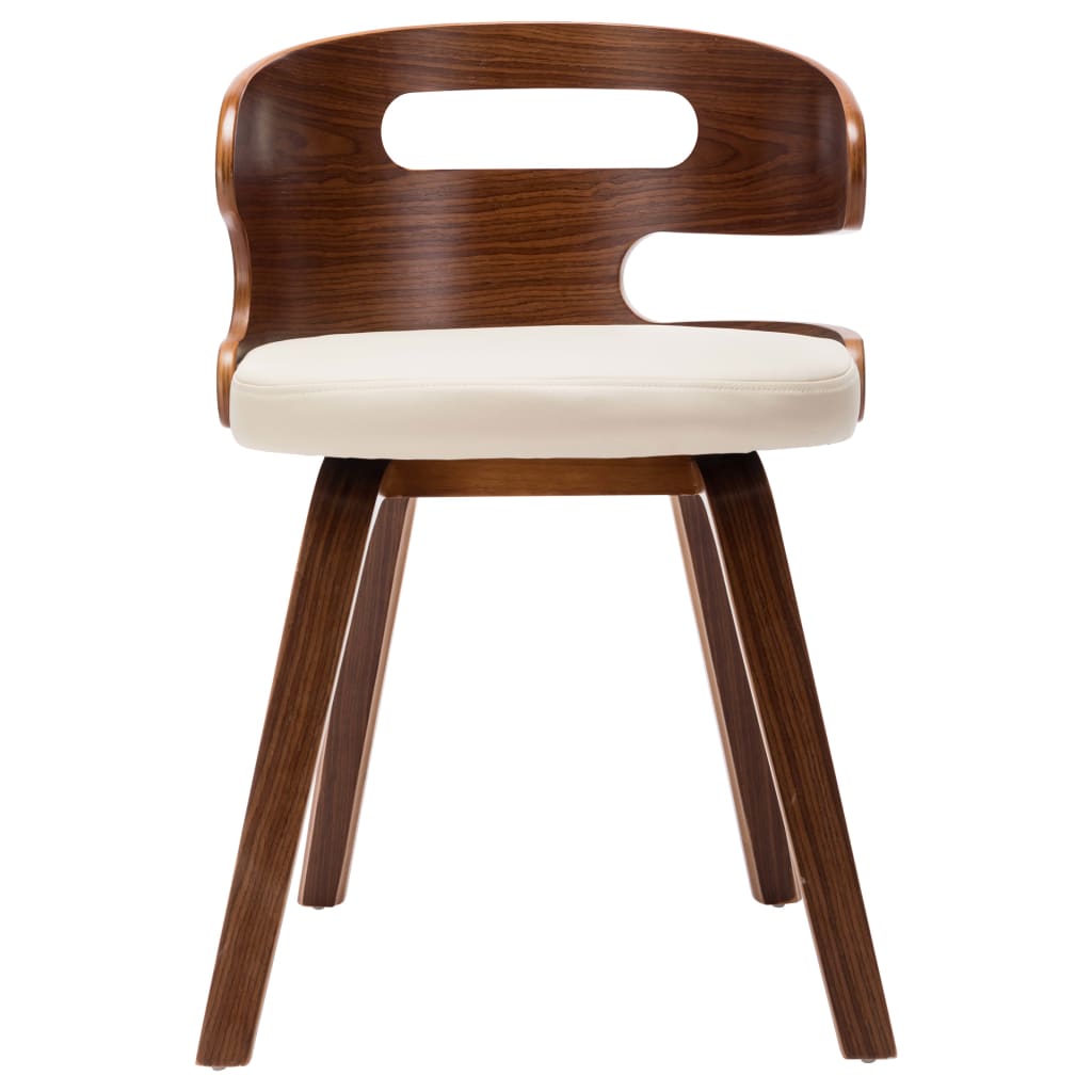 Eetkamerstoelen 2 st gebogen hout kunstleer crèmekleurig