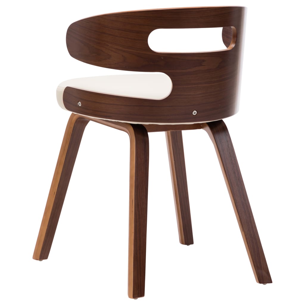 Eetkamerstoelen 2 st gebogen hout kunstleer crèmekleurig