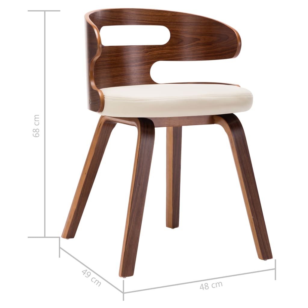 Eetkamerstoelen 2 st gebogen hout kunstleer crèmekleurig