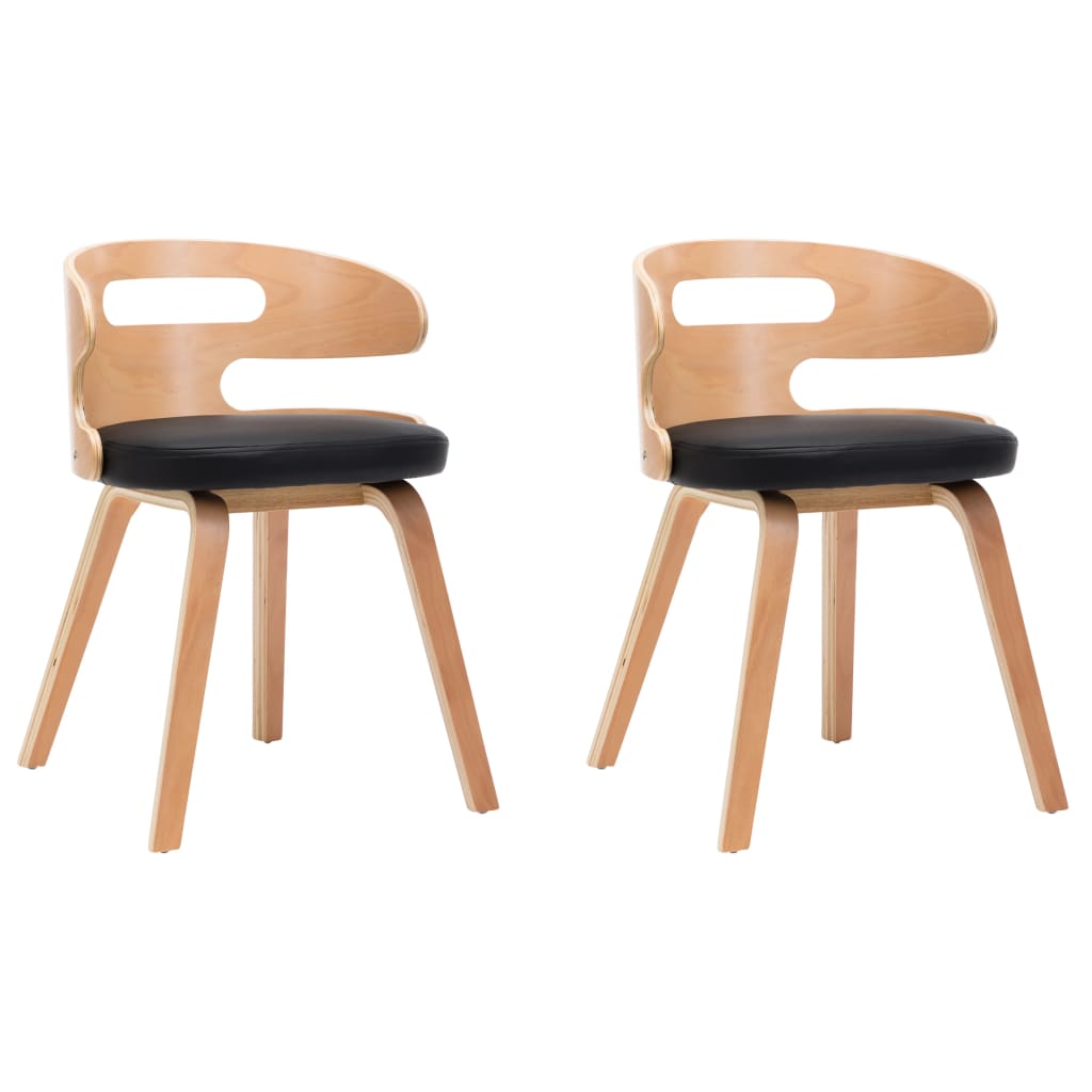 Eetkamerstoelen 2 st gebogen hout kunstleer crèmekleurig