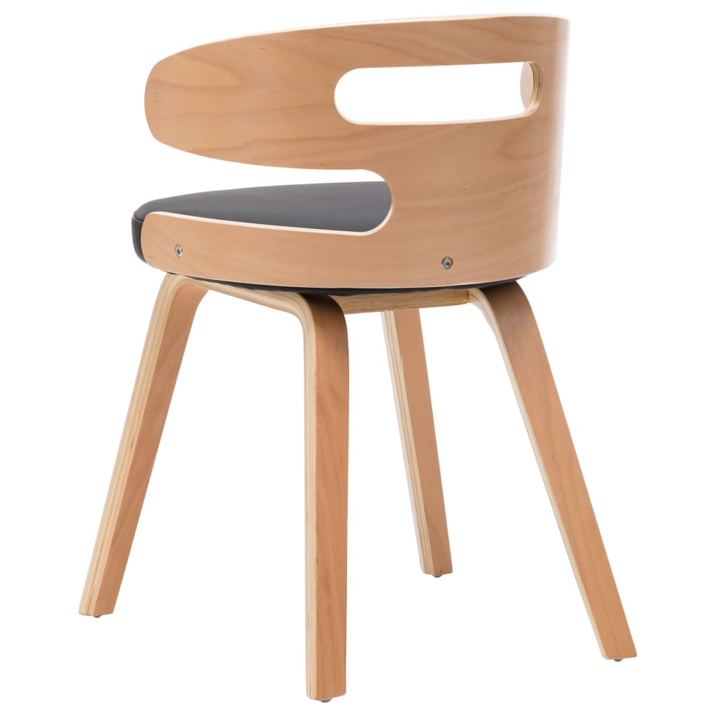 Eetkamerstoelen 2 st gebogen hout kunstleer crèmekleurig