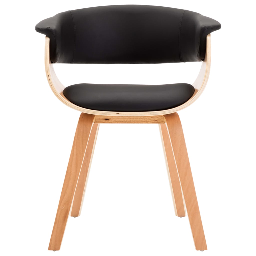 Eetkamerstoelen 4 st gebogen hout en kunstleer zwart