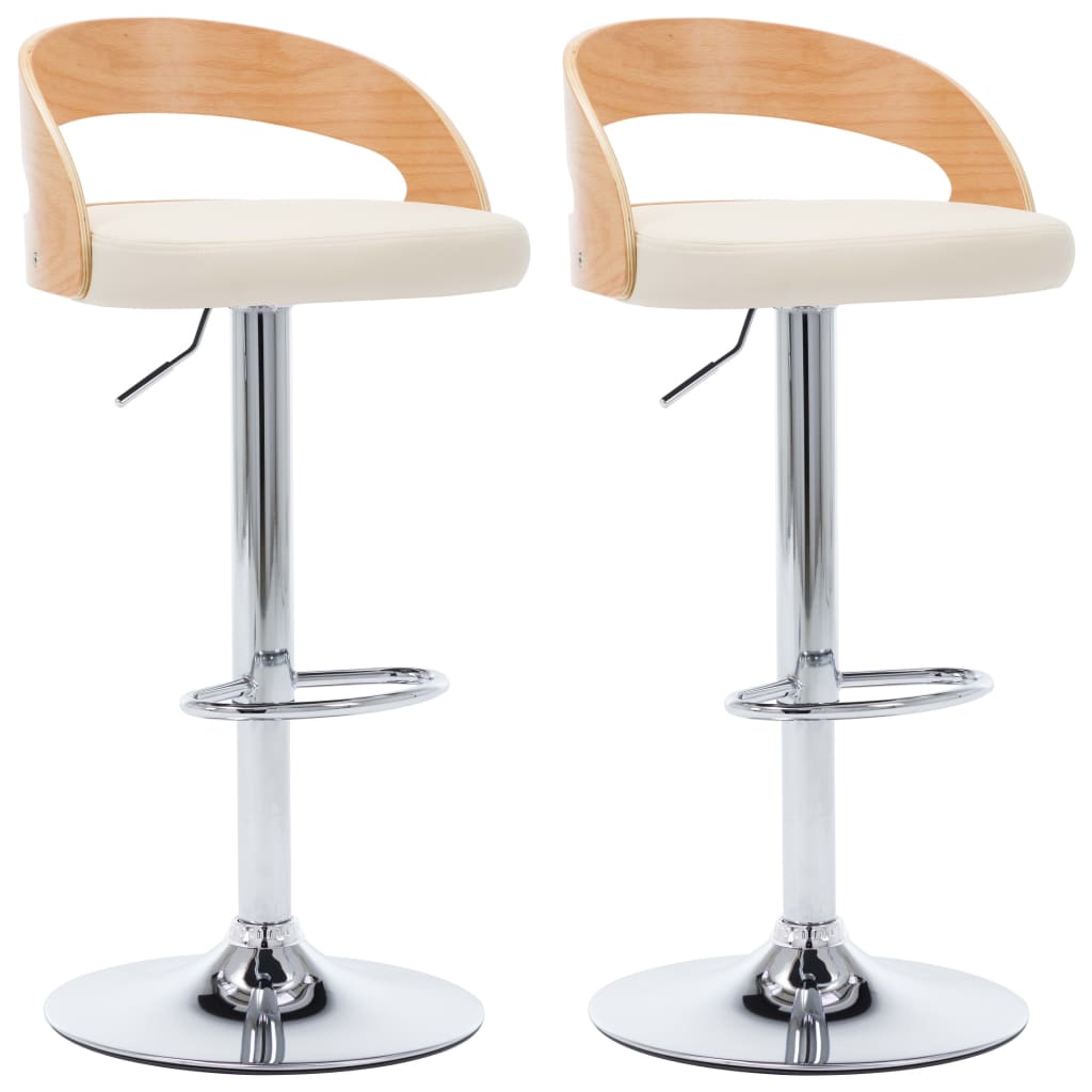 Tabourets de bar 2 pcs tissu bois courbé