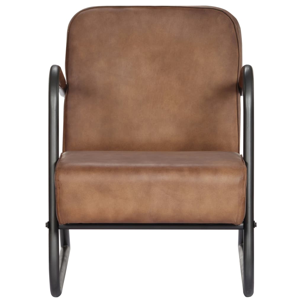 Fauteuil en cuir véritable marron