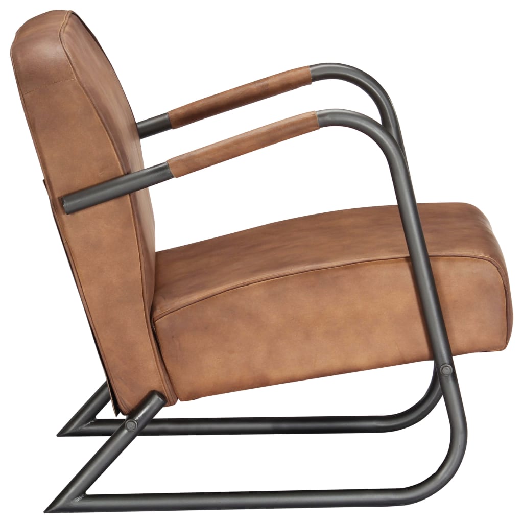 Fauteuil echt leer bruin