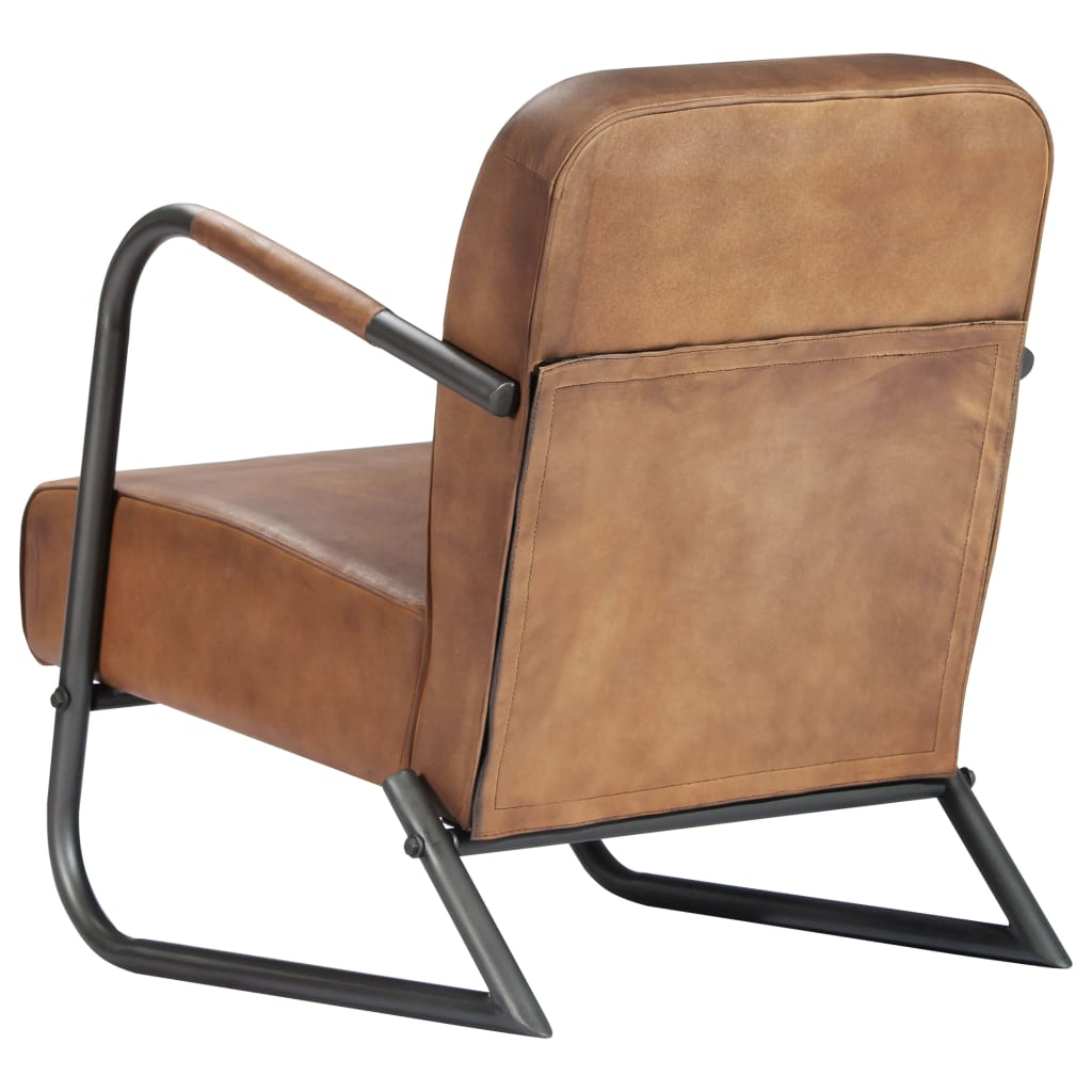 Fauteuil echt leer bruin