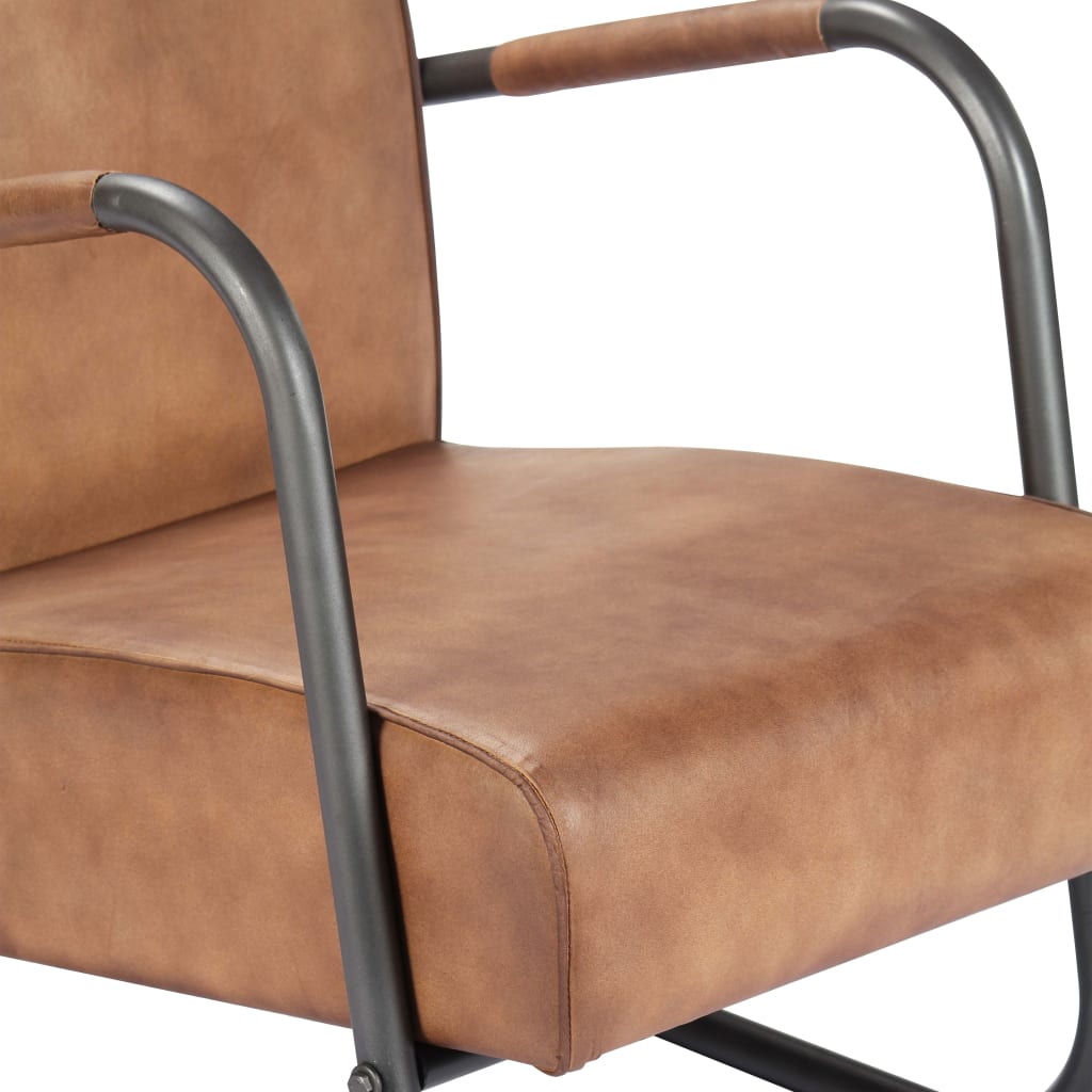 Fauteuil echt leer bruin