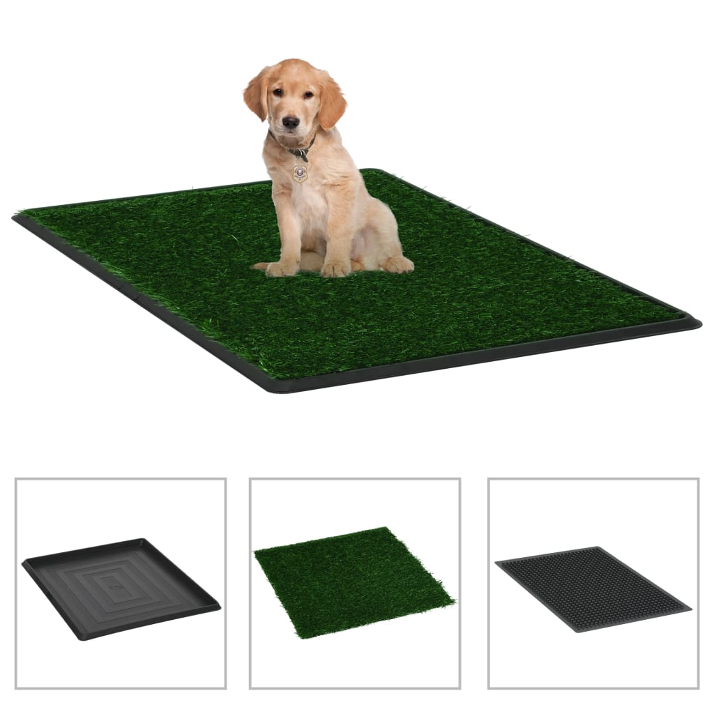 Toilettes pour animaux 2 pcs avec boîte et gazon artificiel 63x50x7 cm vert