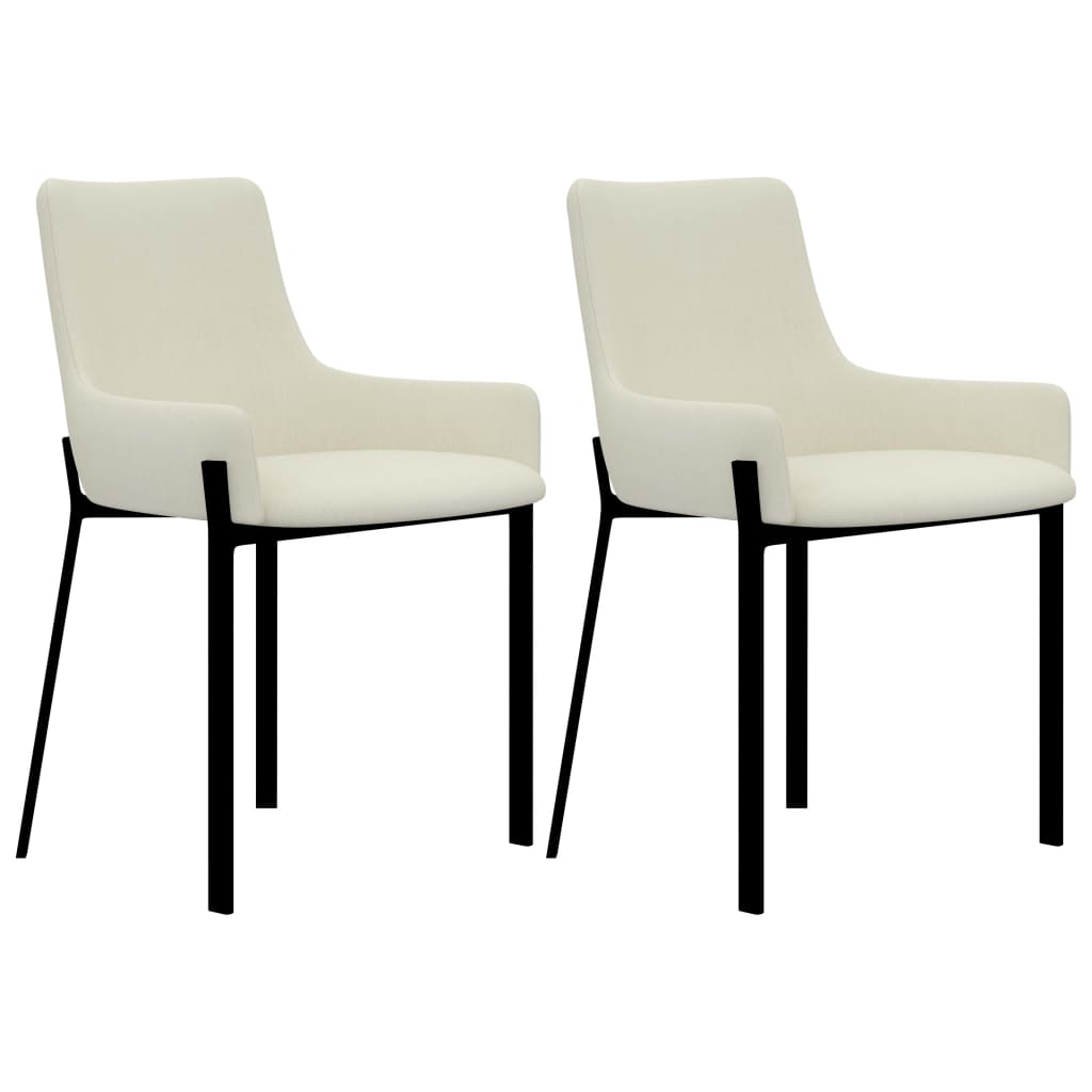 Chaises de salle à manger 2 pcs en tissu couleur crème