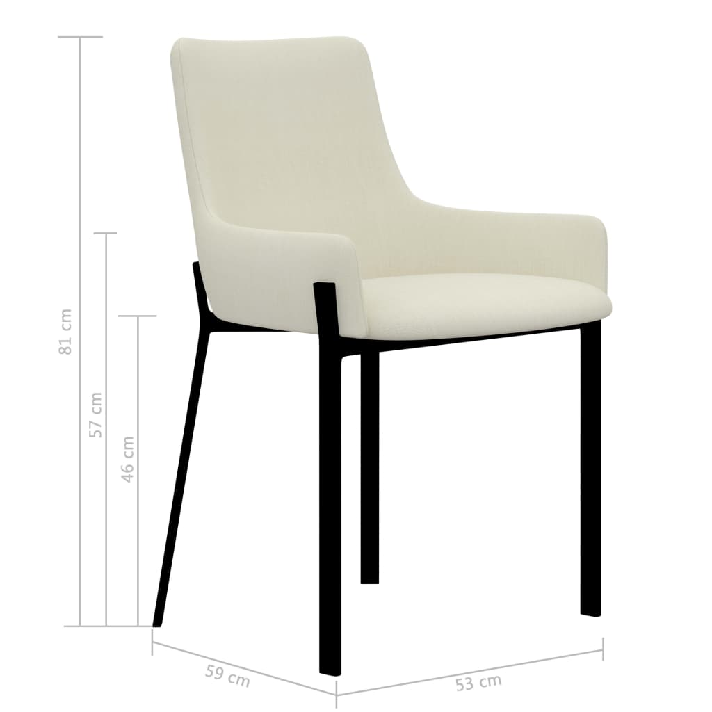 Eetkamerstoelen 2 st stof crèmekleurig