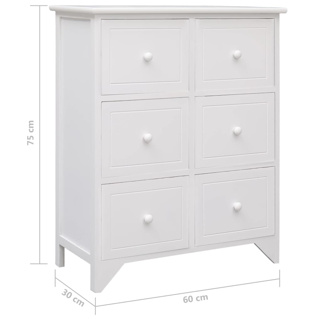 Bijzetkast met 6 lades 60x30x75 cm paulowniahout