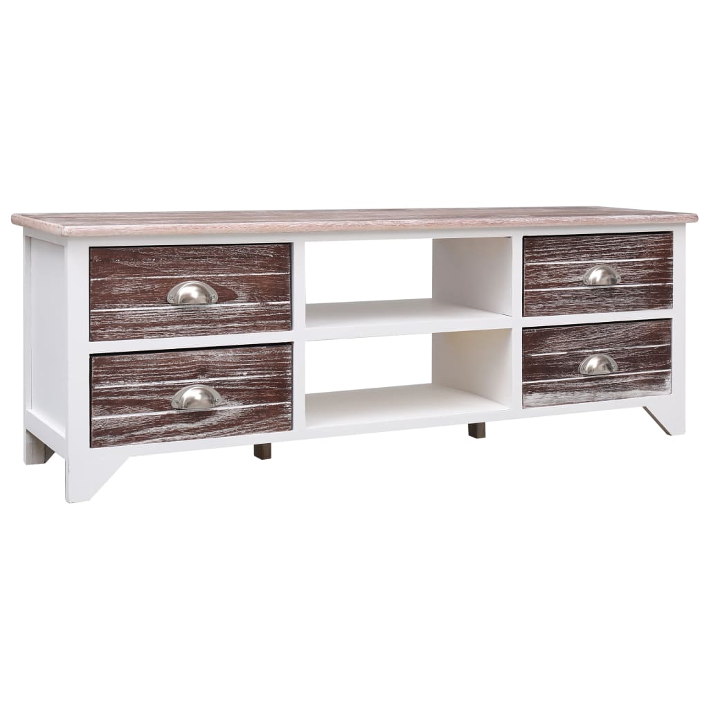 Meuble TV 115x30x40 cm bois de paulownia gris