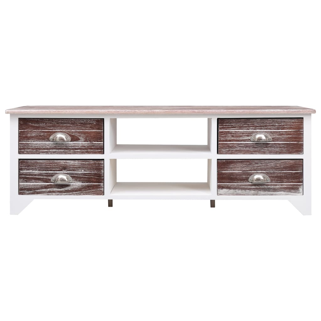 Meuble TV 115x30x40 cm bois de paulownia gris