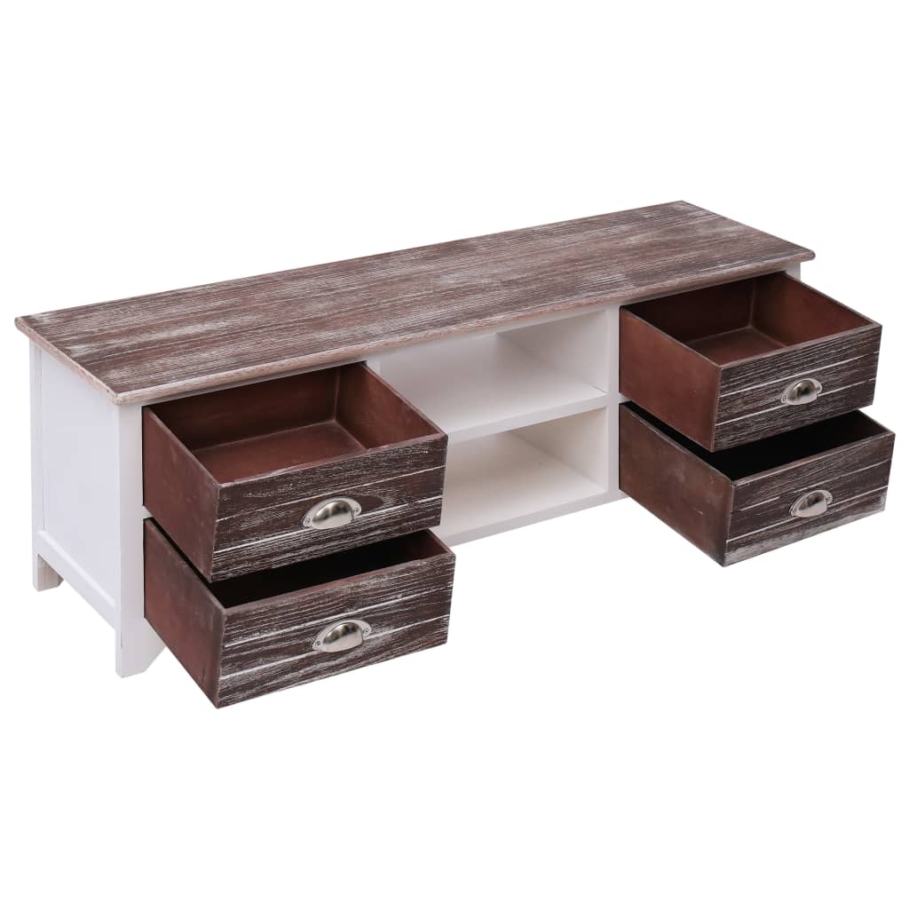 Meuble TV 115x30x40 cm bois de paulownia gris