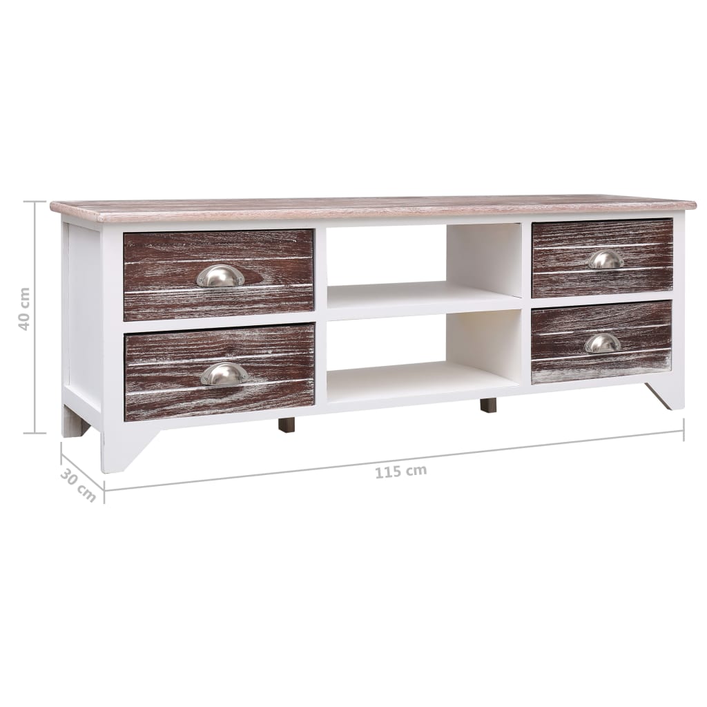 Meuble TV 115x30x40 cm bois de paulownia gris