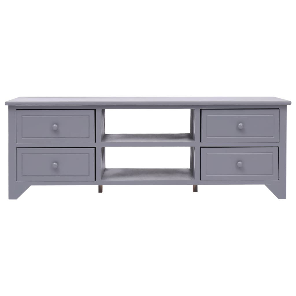 Meuble TV 115x30x40 cm bois de paulownia gris