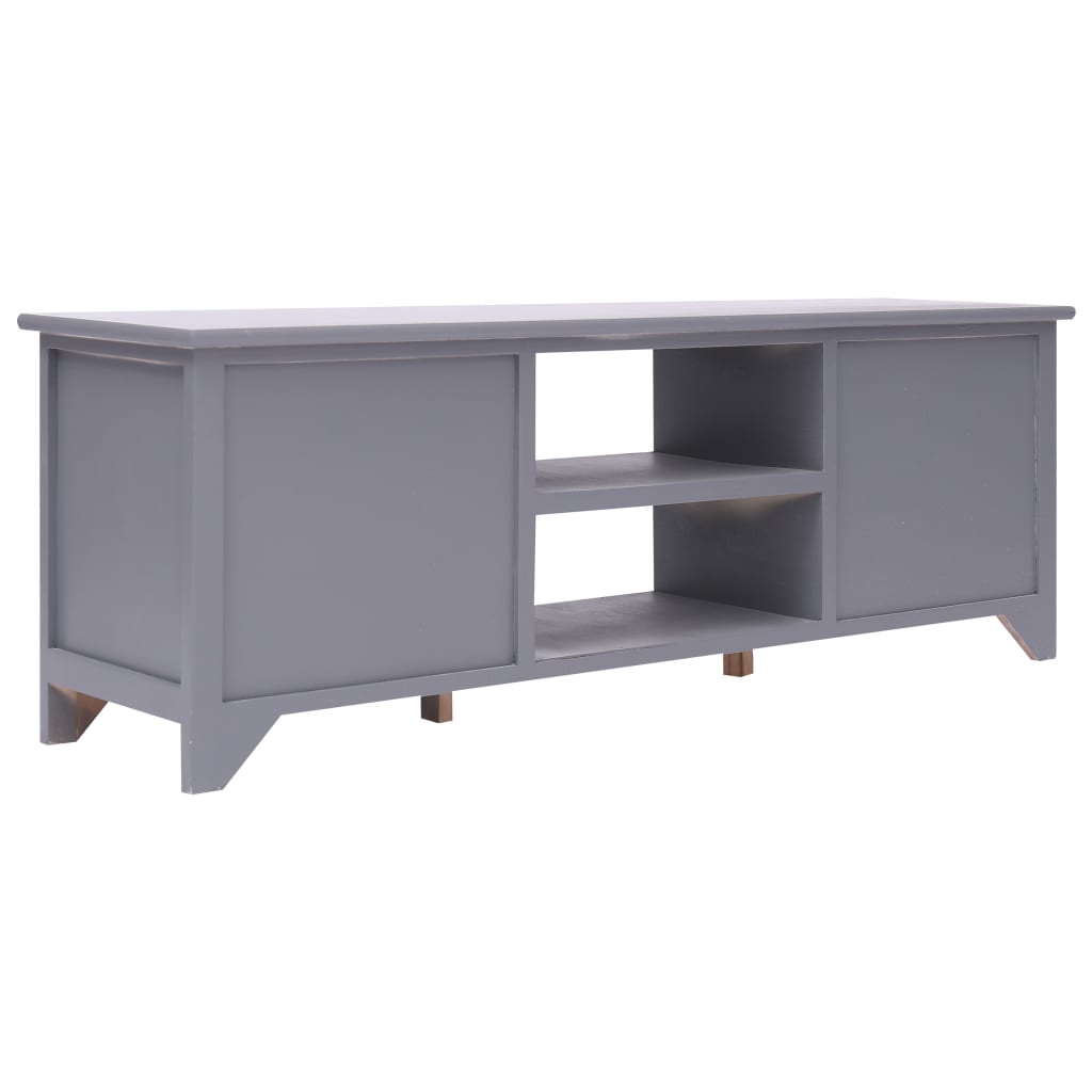 Meuble TV 115x30x40 cm bois de paulownia gris