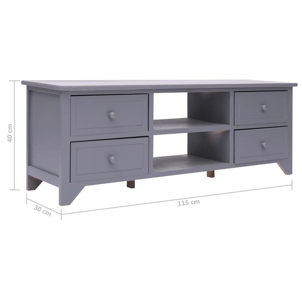 Tv-meubel 115x30x40 cm paulowniahout grijs