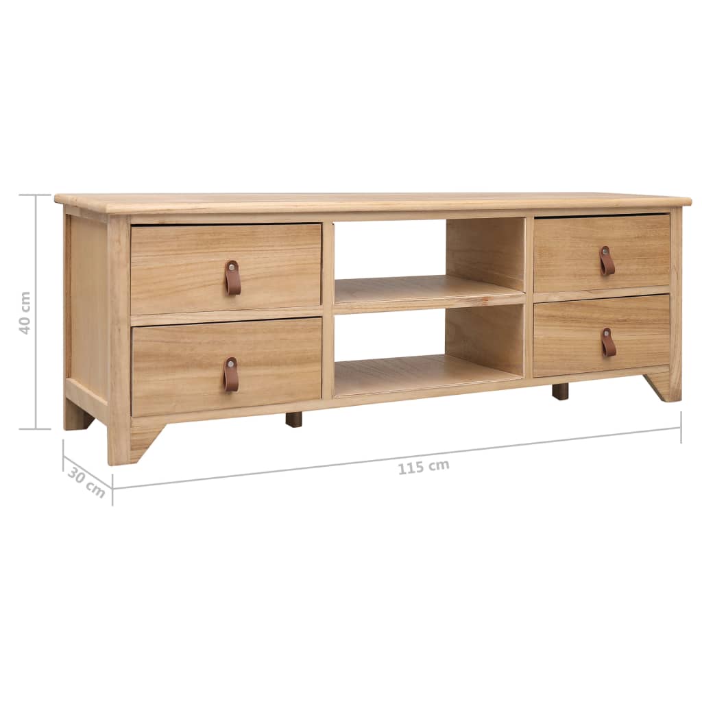 Meuble TV 115x30x40 cm bois de paulownia gris