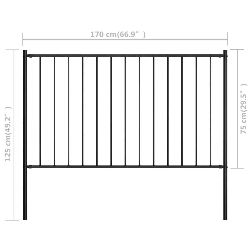 Hekpaneel met palen 1,7x1,25 m gepoedercoat staal