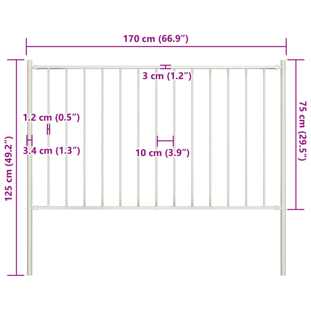 Hekpaneel met palen 1,7x1,25 m gepoedercoat staal