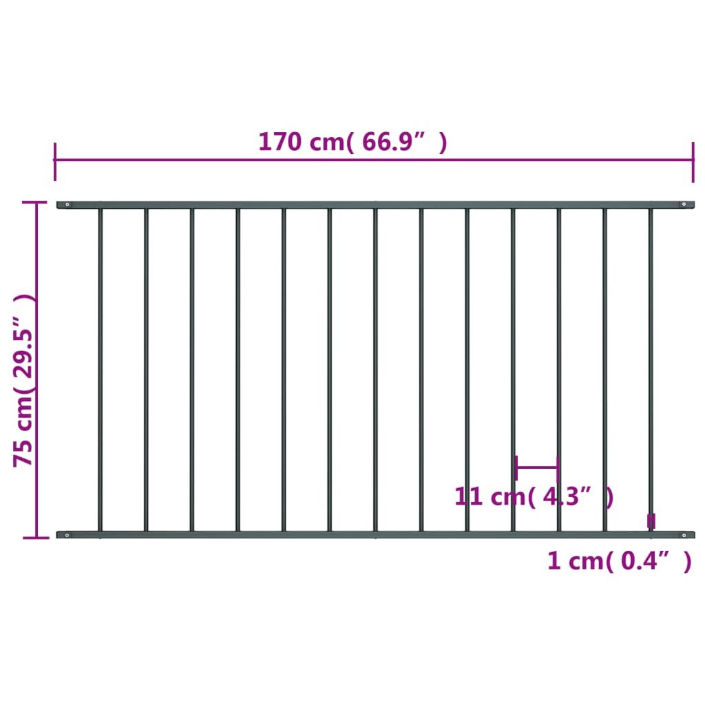 Hekpaneel 1,7x1,25 m gepoedercoat staal wit