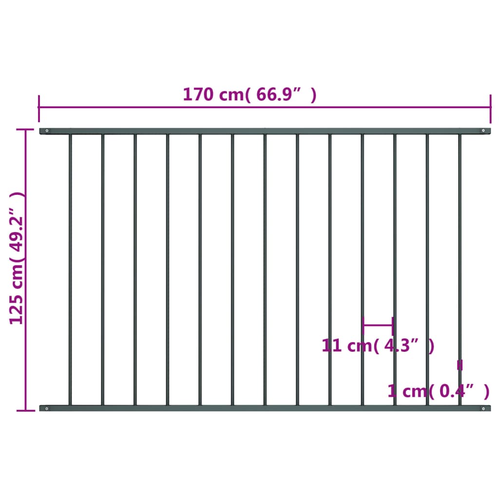 Panneau de clôture 1,7x1,25 m en acier thermolaqué