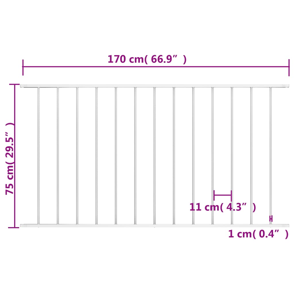 Hekpaneel 1,7x1 m gepoedercoat staal wit