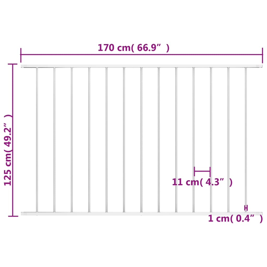 Hekpaneel 1,7x1,25 m gepoedercoat staal wit