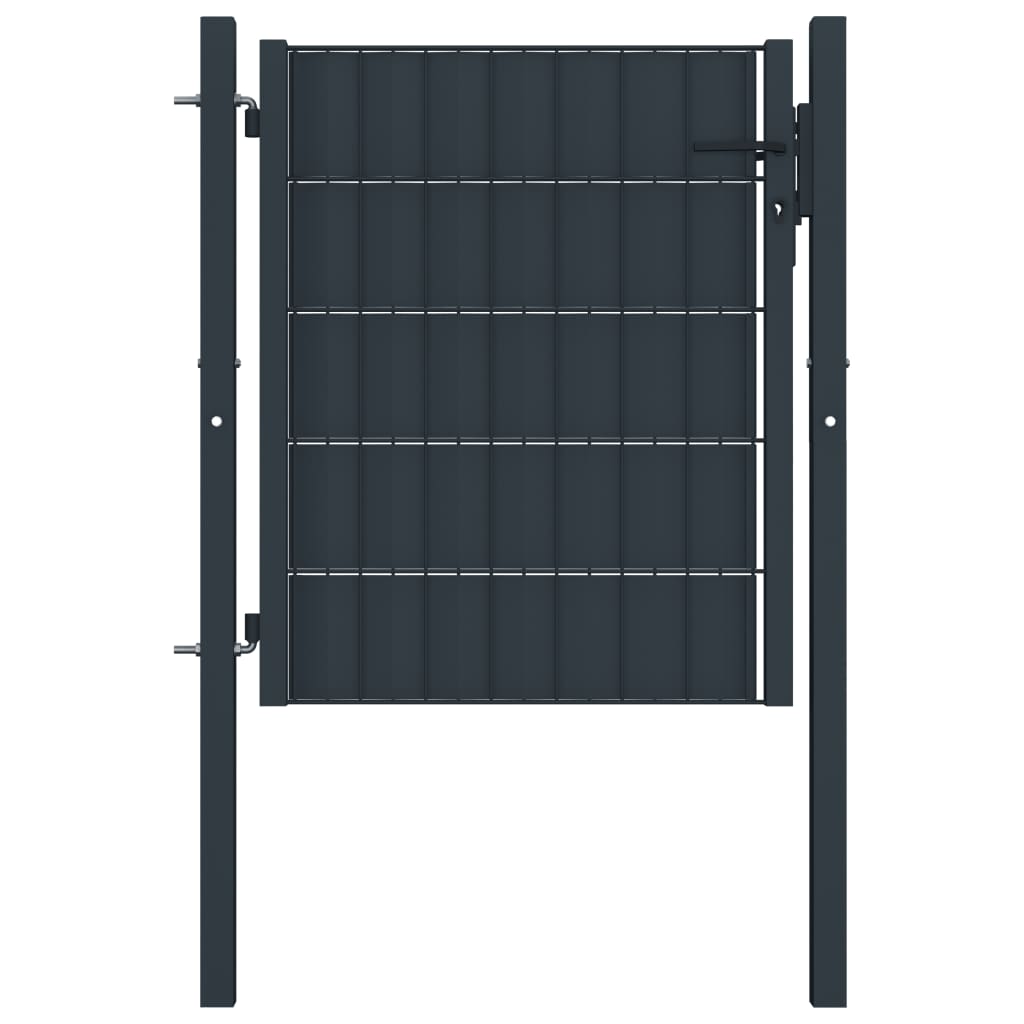 Poort 100x124 cm PVC en staal antracietkleurig