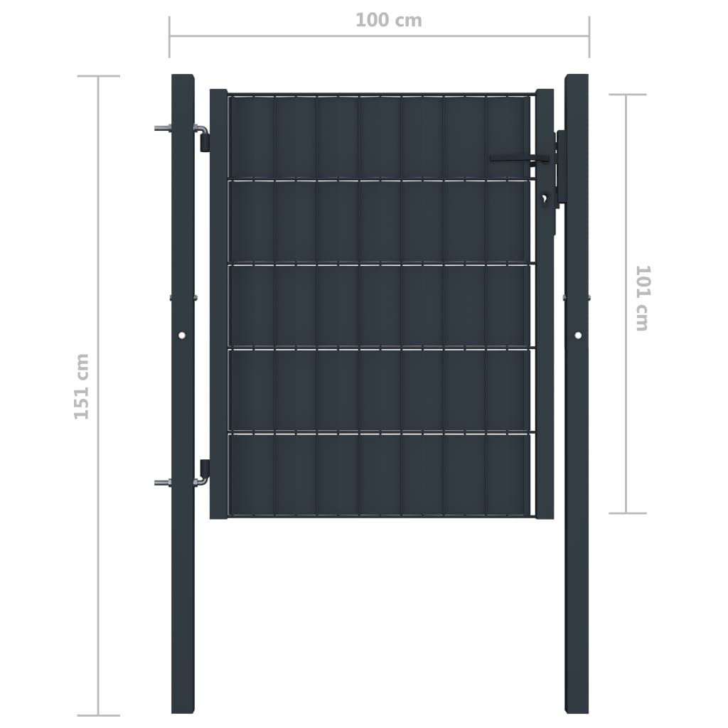 Portail 100x101 cm PVC et acier coloris anthracite