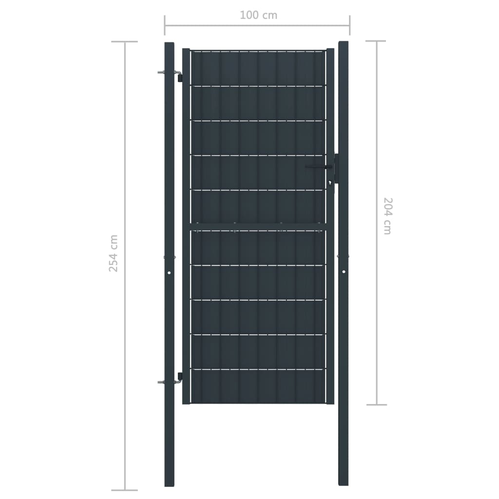 Portail 100x101 cm PVC et acier coloris anthracite