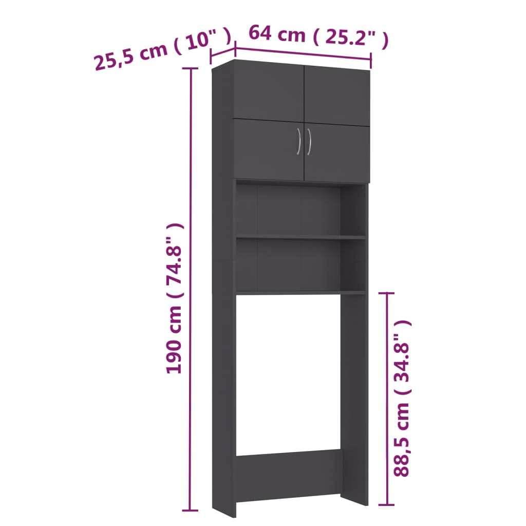 Wasmachinekast 64x25,5x190 cm eikenkleurig